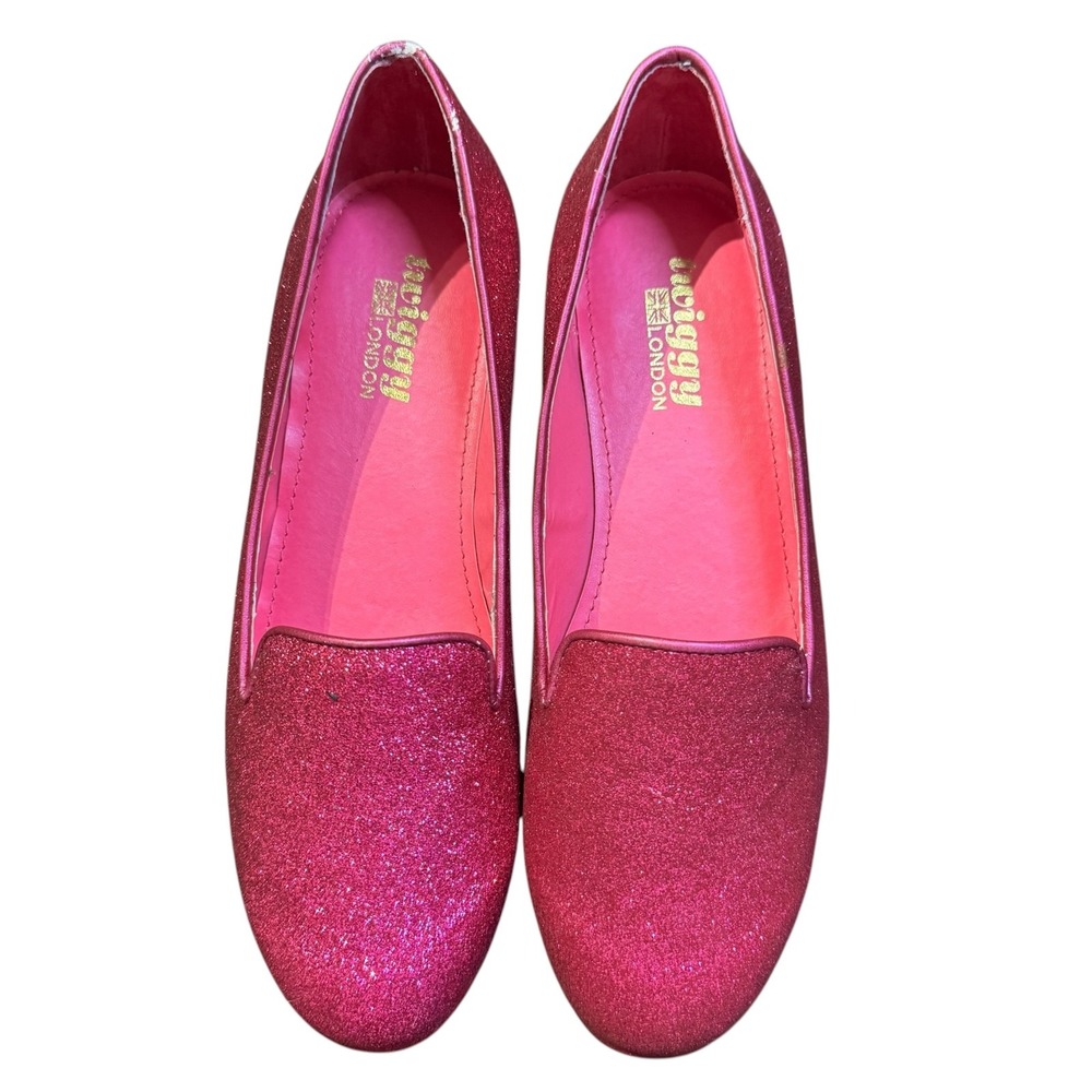 Twiggy London Womens Pink Glitter Loafer Flats Size 8 203117 Slip On Shoes